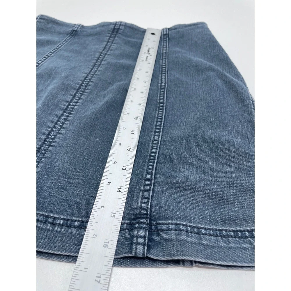 Free People Jean Denim Mini Skirt Women 28 Blue Distressed Casual School Cowgirl